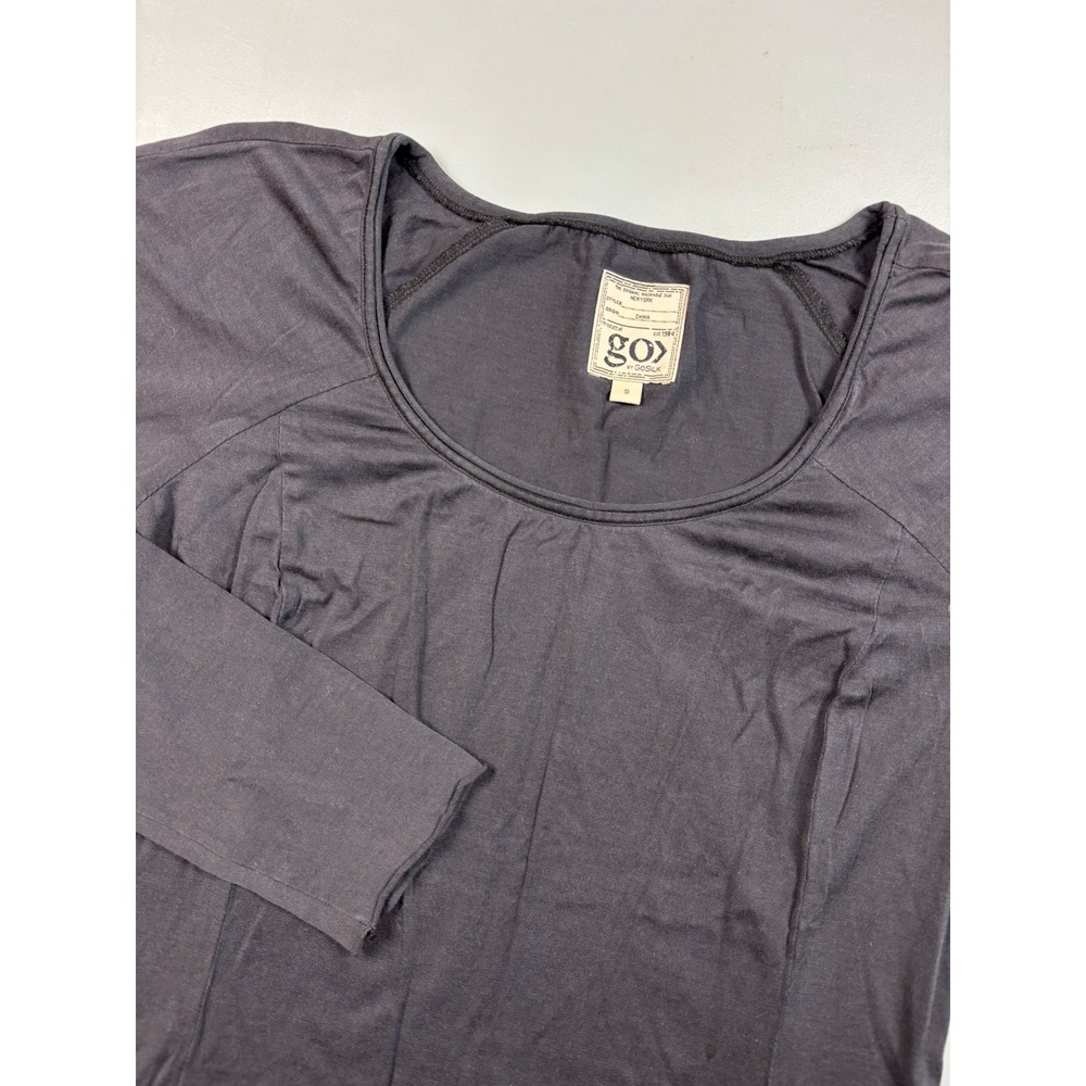 GO by GO Silk The Original Washable‎ Silk Long Sleeve Midi Dress Gray Size Small